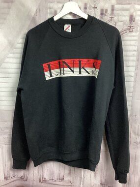 Vintage Black Sweatshirt LINKS Jerzees XL